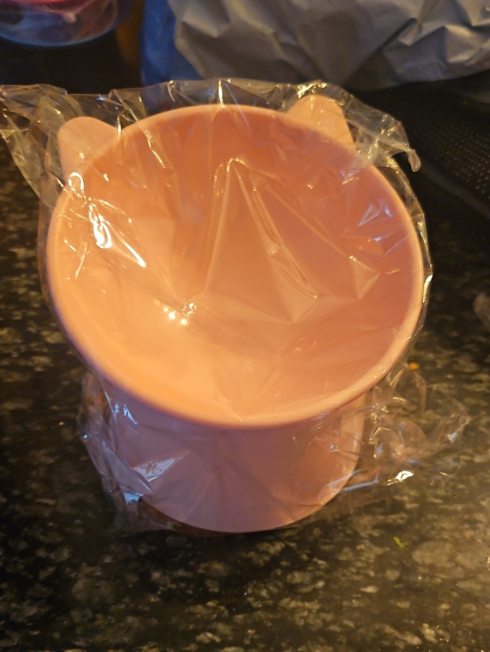 pink, elevated, and tilted plastic pet bowl